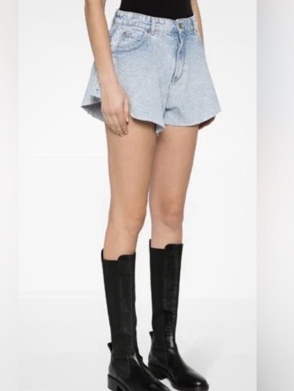 Pinko Light Blue Denim Skort-Style Shorts